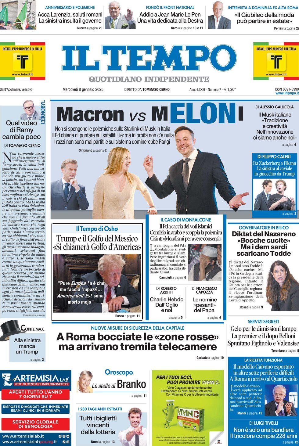 Prima-pagina-il-tempo-edizione-di-oggi-08-01-2025