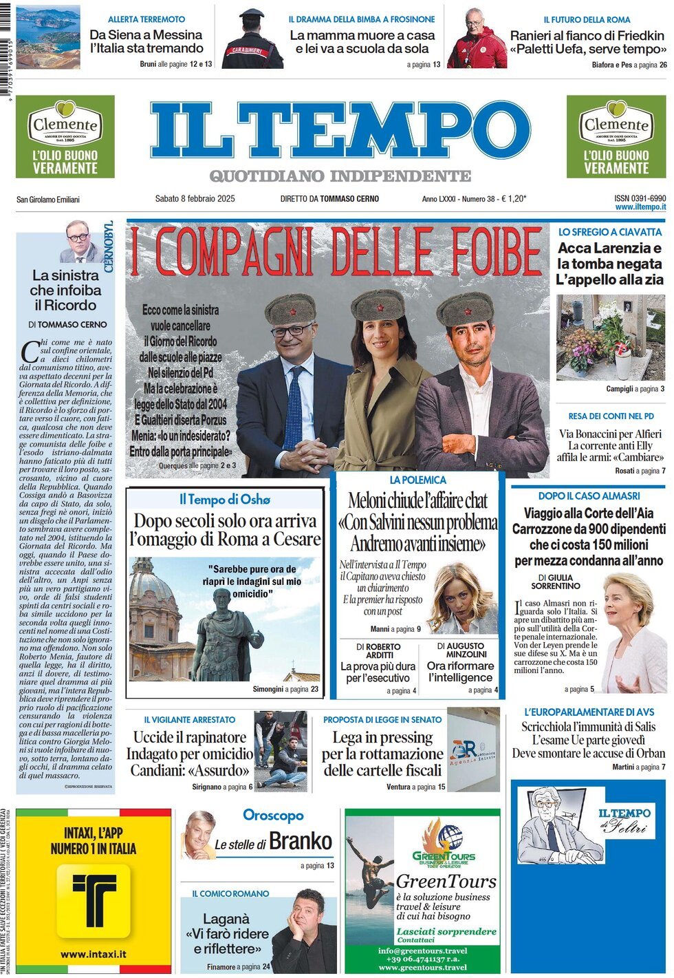 Prima-pagina-il-tempo-edizione-di-oggi-08-02-2025