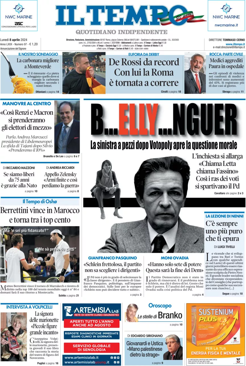 Prima-pagina-il-tempo-edizione-di-oggi-08-04-2024