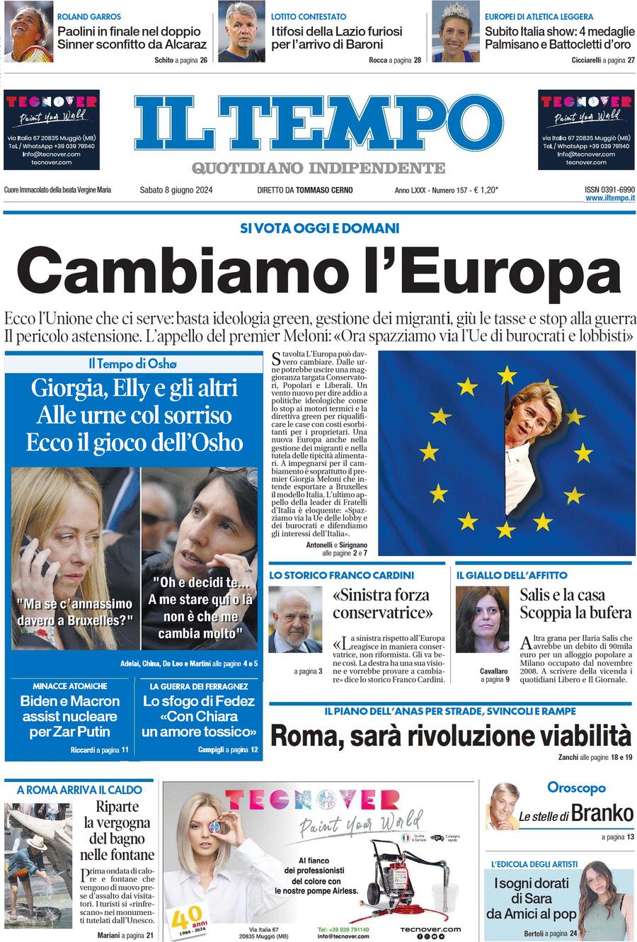 Prima-pagina-il-tempo-edizione-di-oggi-08-06-2024