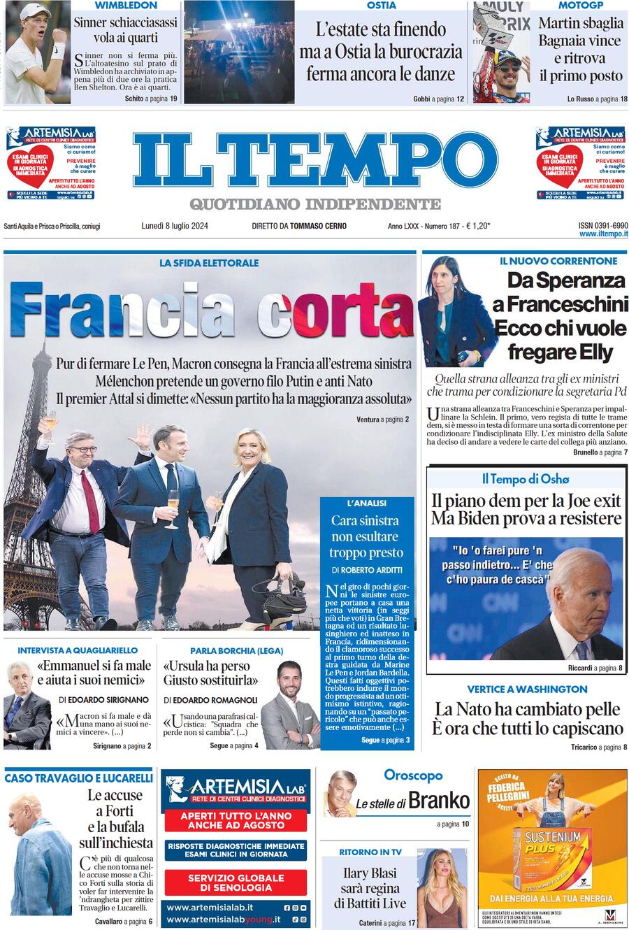 Prima-pagina-il-tempo-edizione-di-oggi-08-07-2024