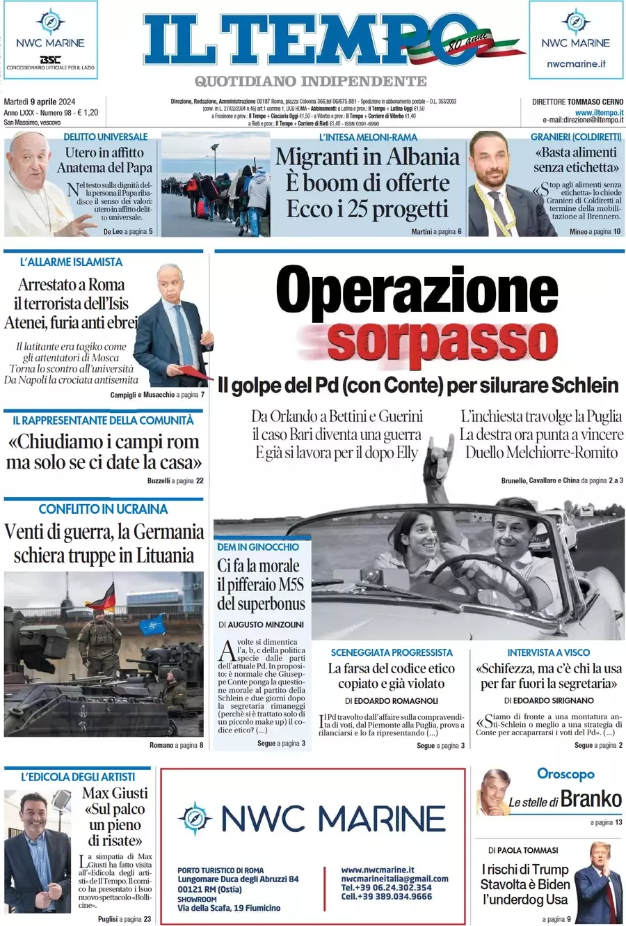 Prima-pagina-il-tempo-edizione-di-oggi-09-04-2024