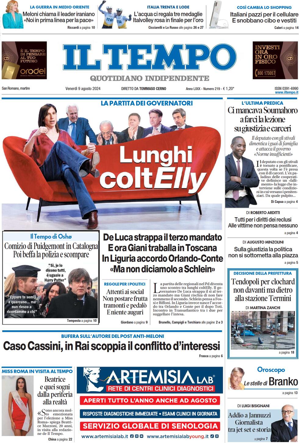 Prima-pagina-il-tempo-edizione-di-oggi-09-08-2024