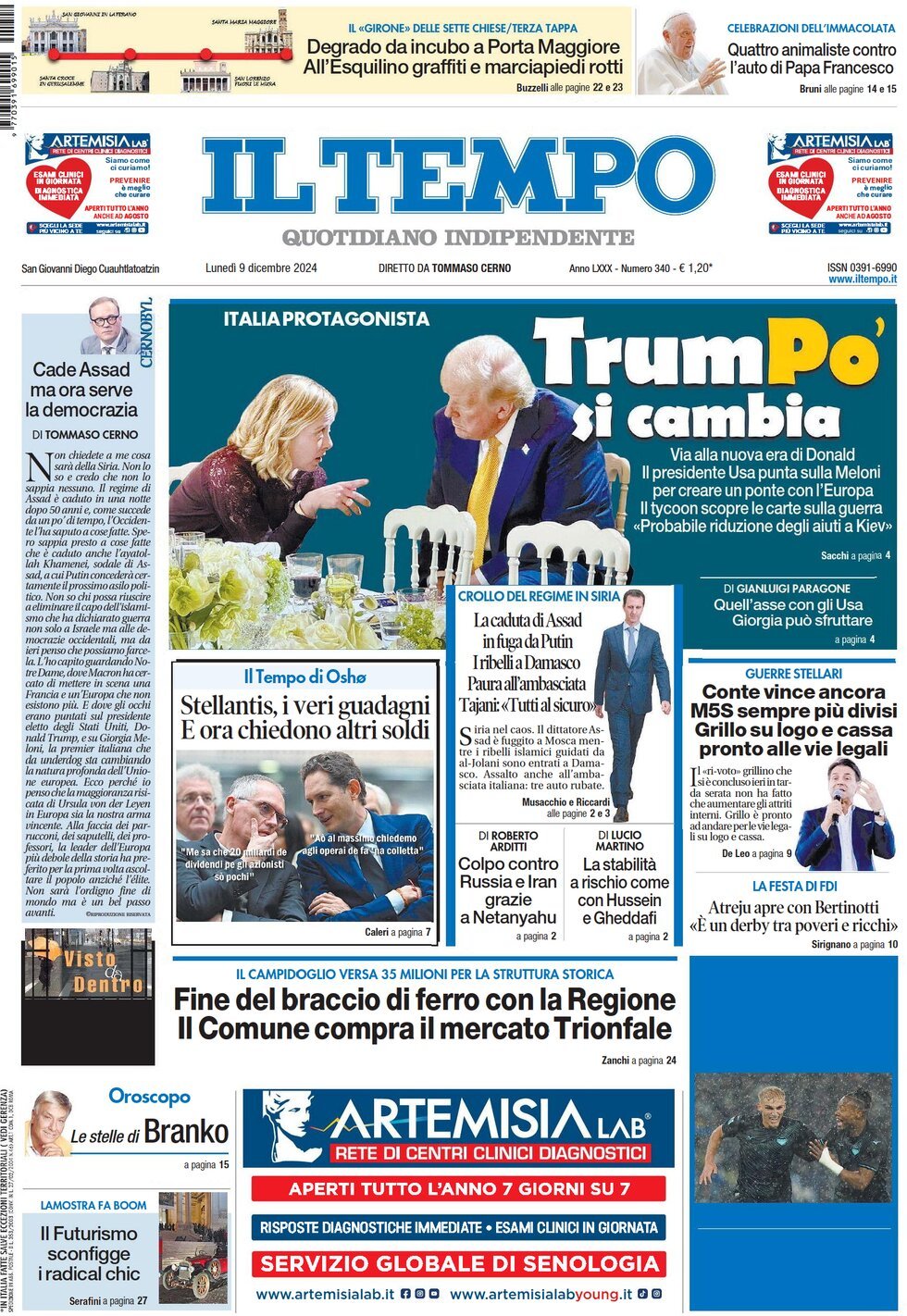 Prima-pagina-il-tempo-edizione-di-oggi-09-12-2024