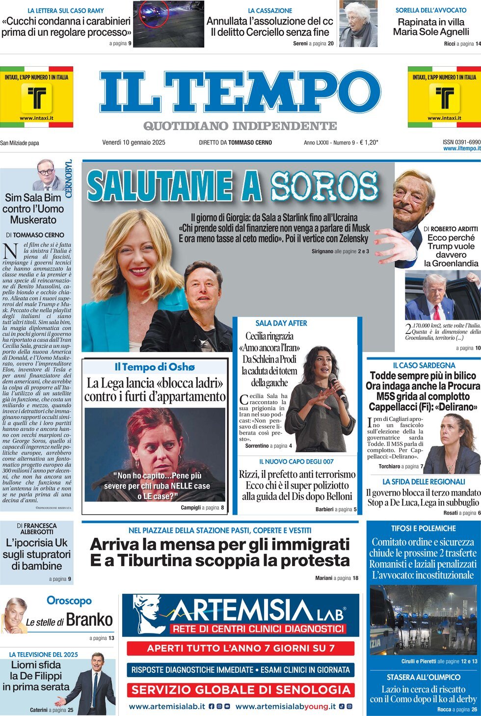 Prima-pagina-il-tempo-edizione-di-oggi-10-01-2025