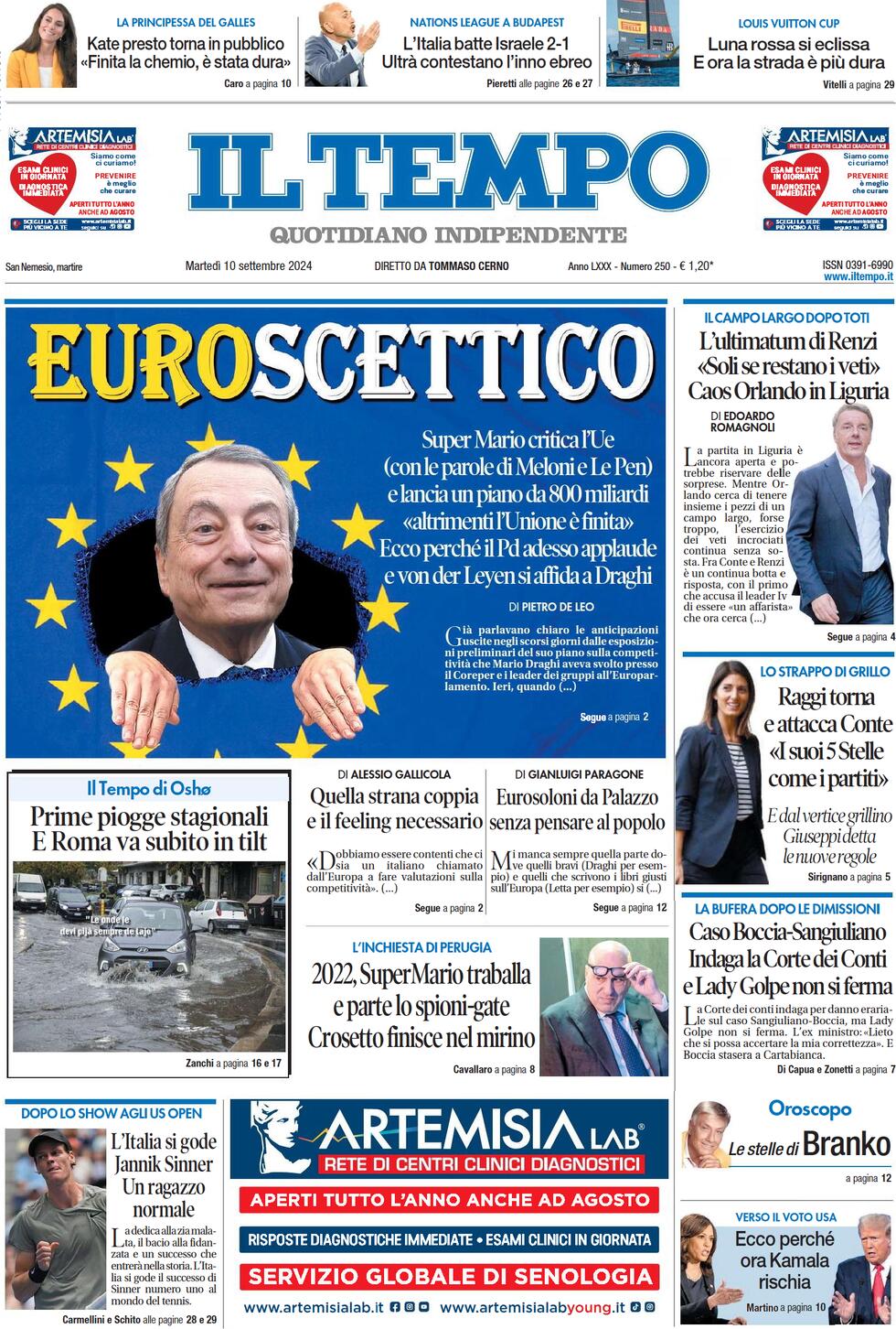 Prima-pagina-il-tempo-edizione-di-oggi-10-09-2024