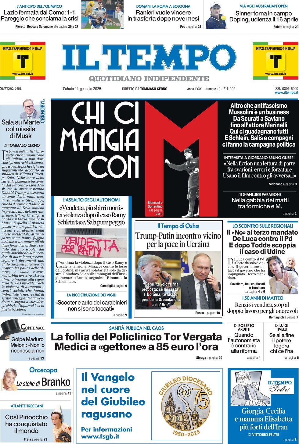 Prima-pagina-il-tempo-edizione-di-oggi-11-01-2025