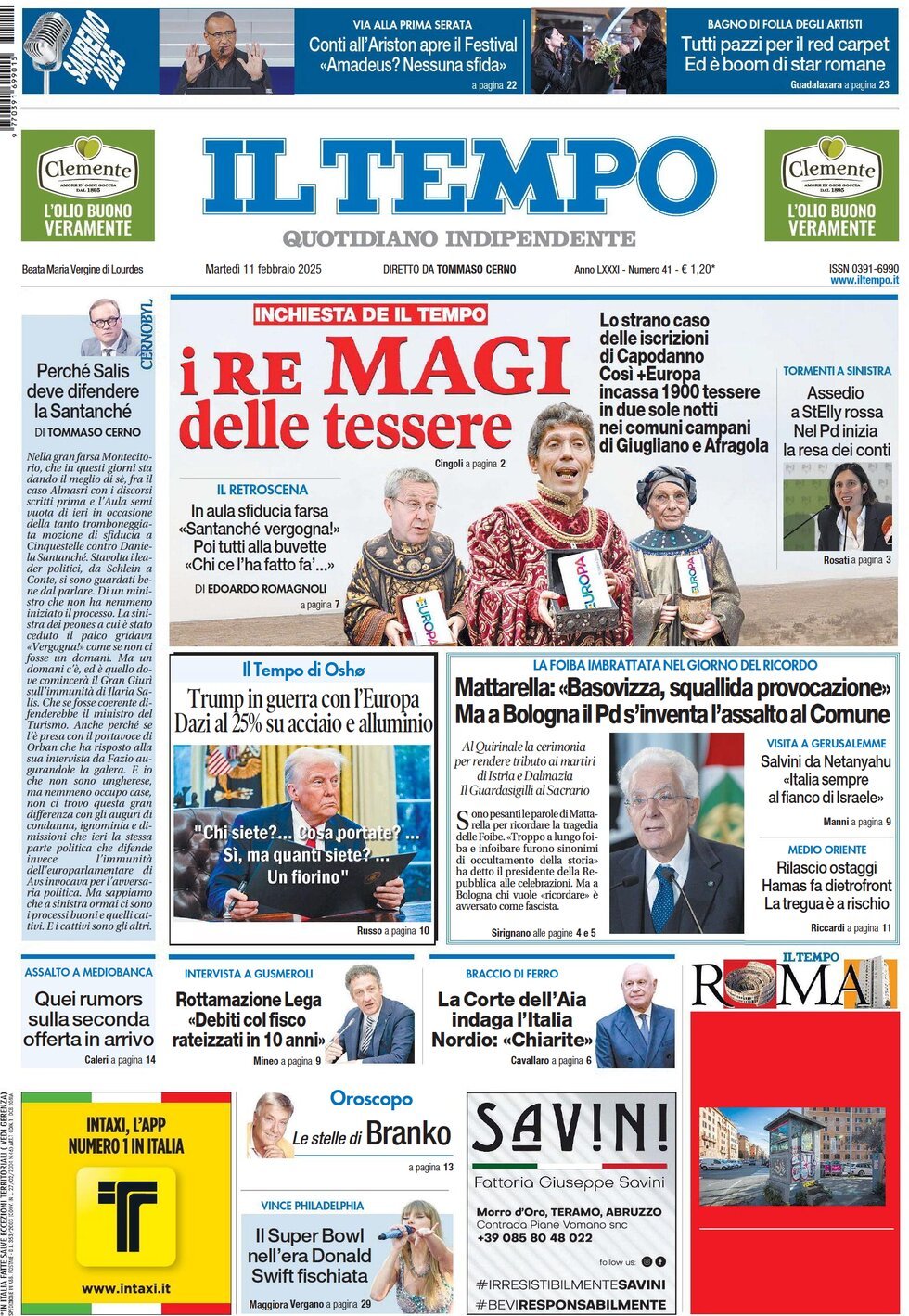 Prima-pagina-il-tempo-edizione-di-oggi-11-02-2025