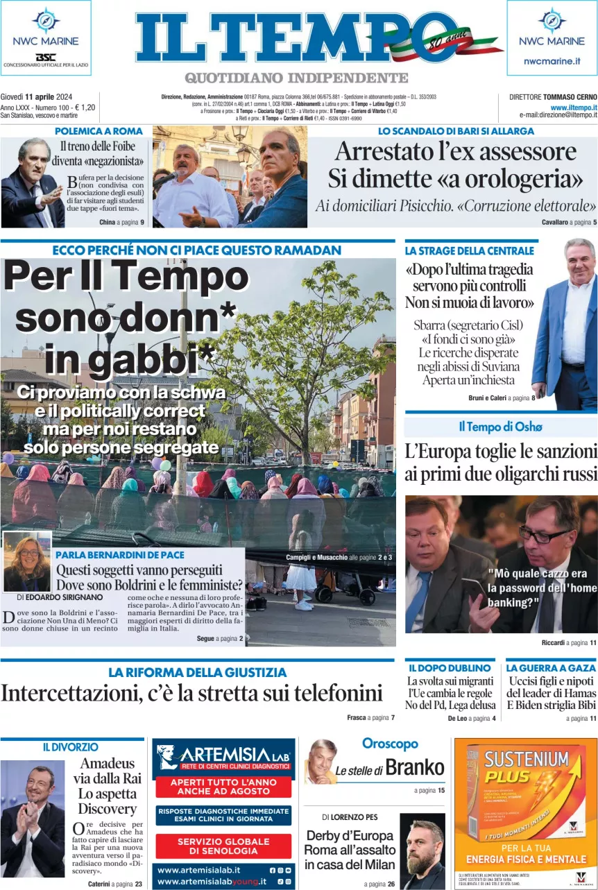 Prima-pagina-il-tempo-edizione-di-oggi-11-04-2024