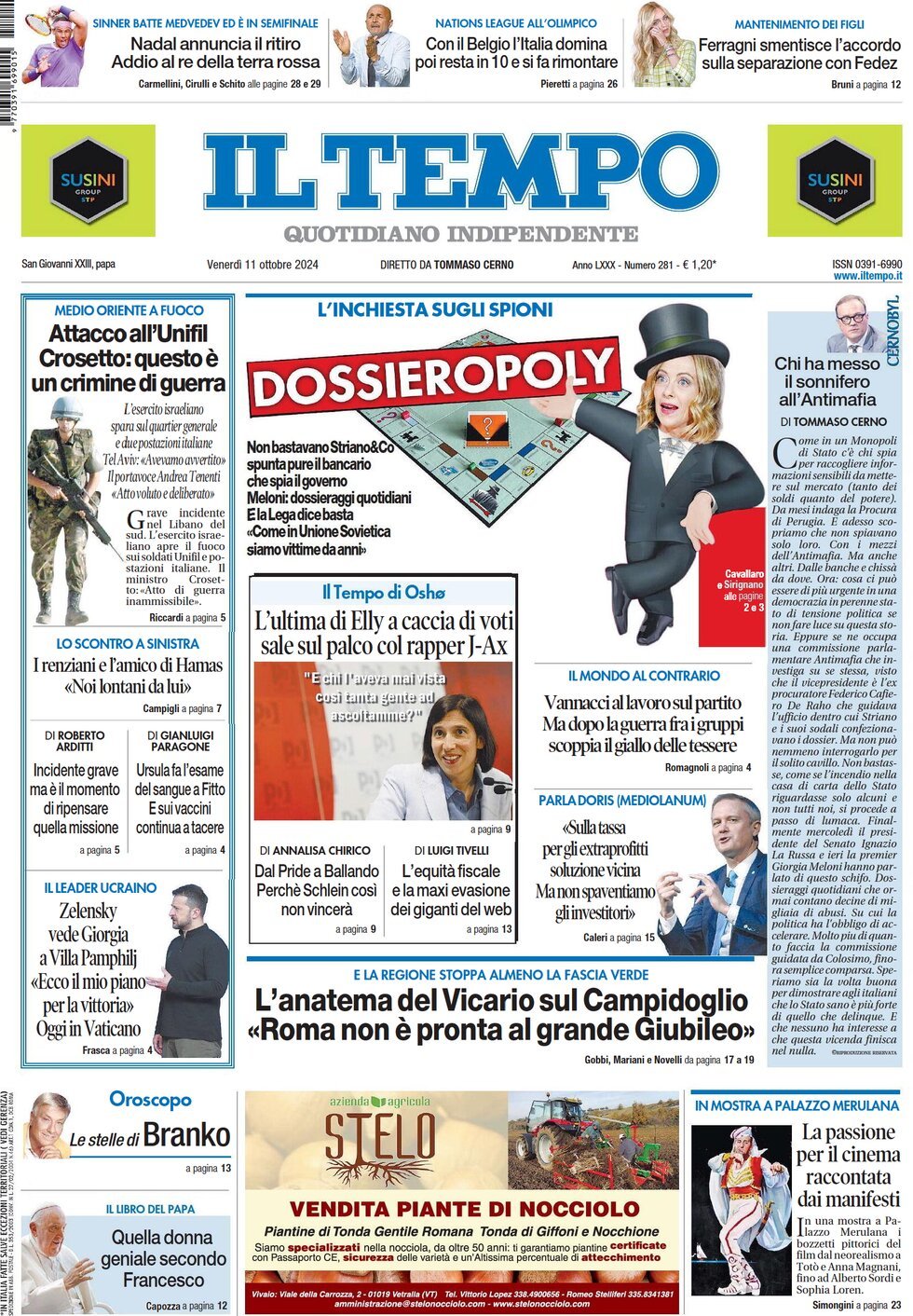 Prima-pagina-il-tempo-edizione-di-oggi-11-10-2024