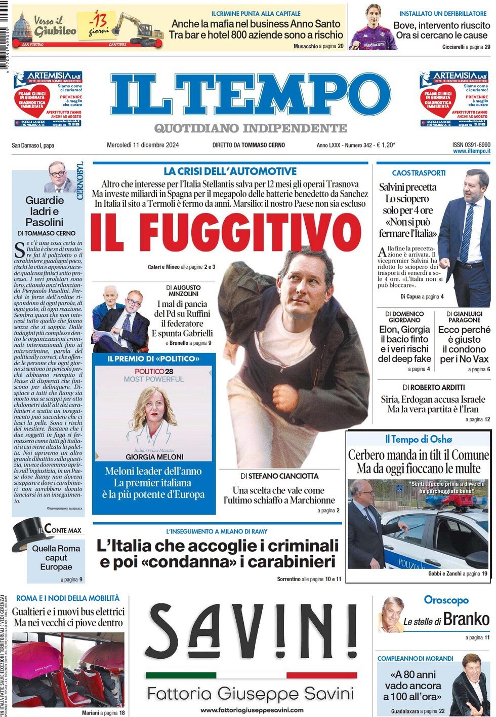 Prima-pagina-il-tempo-edizione-di-oggi-11-12-2024