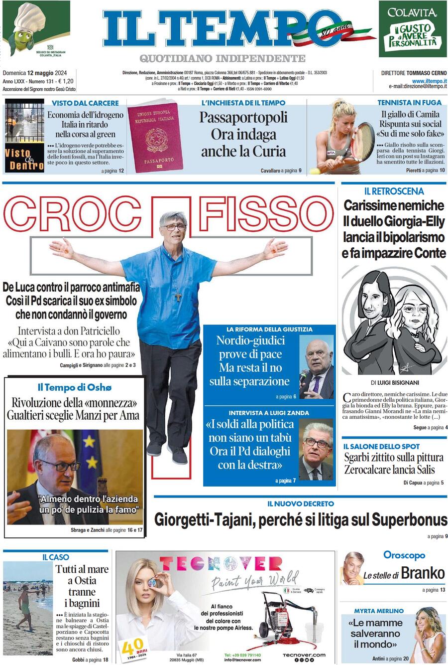 Prima-pagina-il-tempo-edizione-di-oggi-12-05-2024