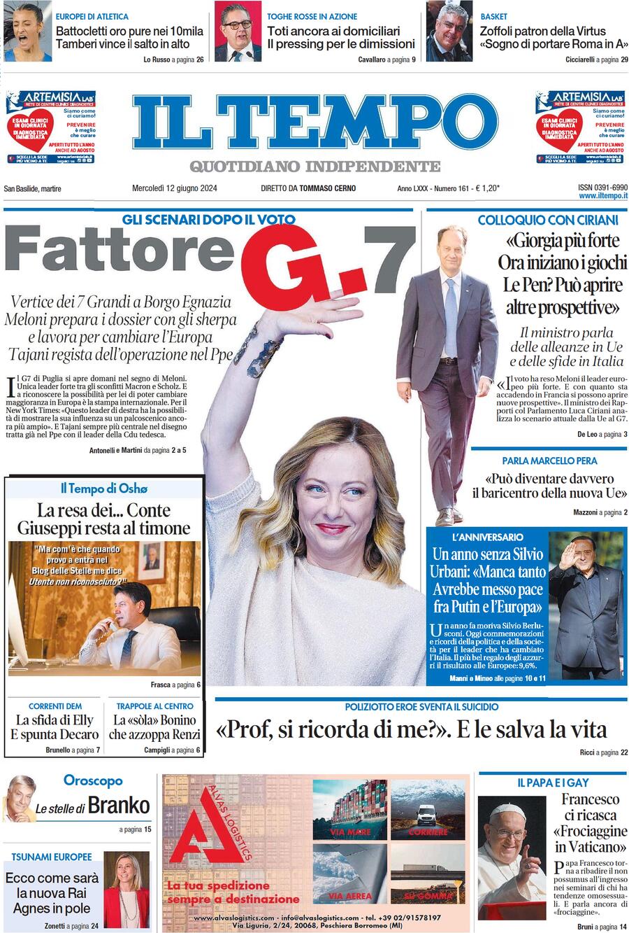 Prima-pagina-il-tempo-edizione-di-oggi-12-06-2024