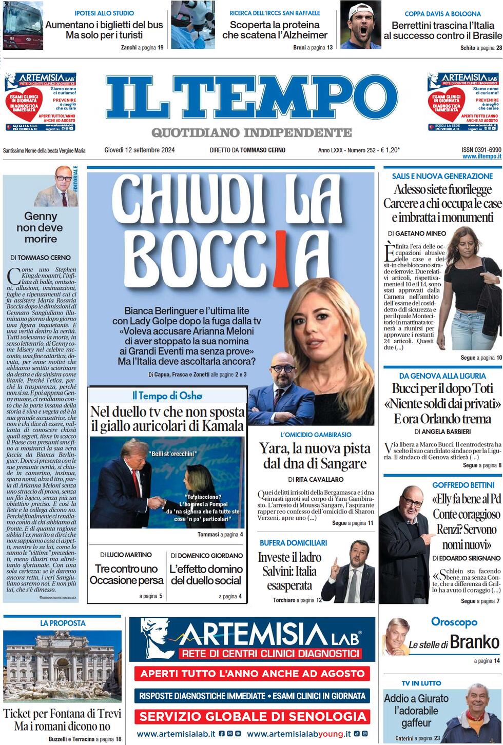 Prima-pagina-il-tempo-edizione-di-oggi-12-09-2024