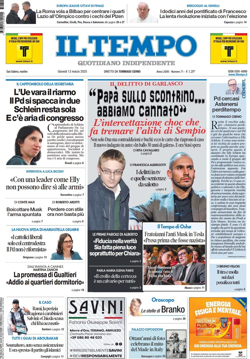 Prima-pagina-il-tempo-edizione-di-oggi-13-03-2025