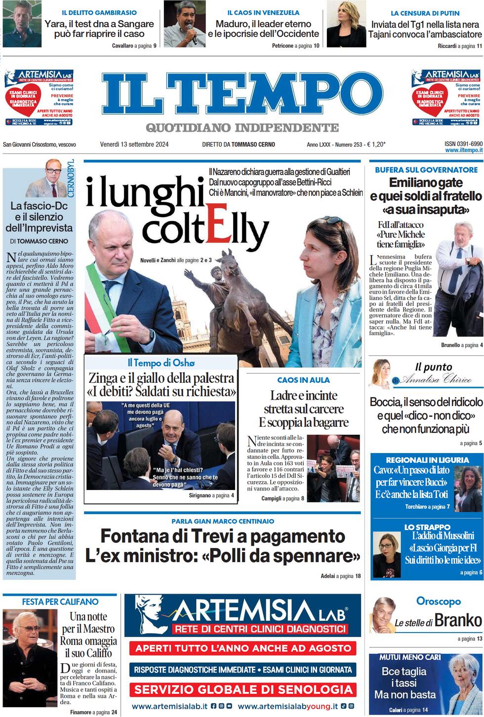 Prima-pagina-il-tempo-edizione-di-oggi-13-09-2024