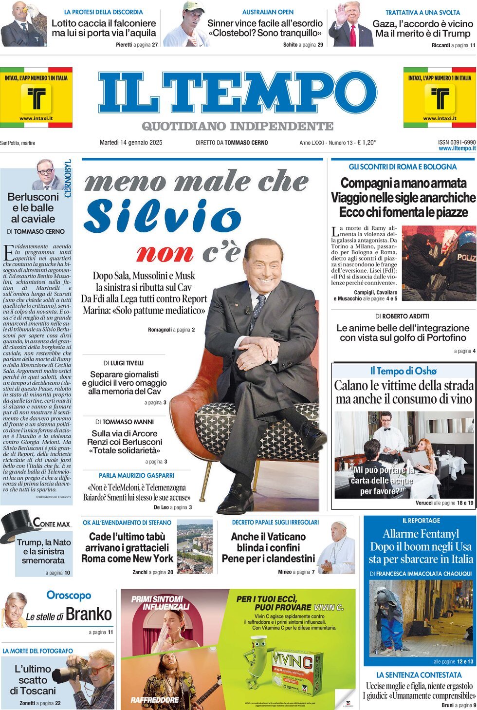 Prima-pagina-il-tempo-edizione-di-oggi-14-01-2025