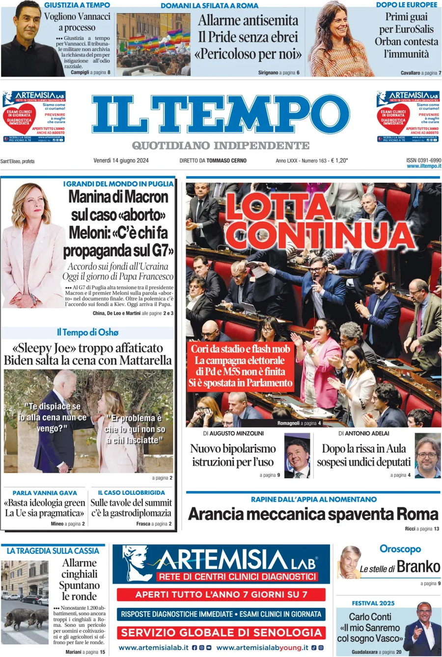 Prima-pagina-il-tempo-edizione-di-oggi-14-06-2024