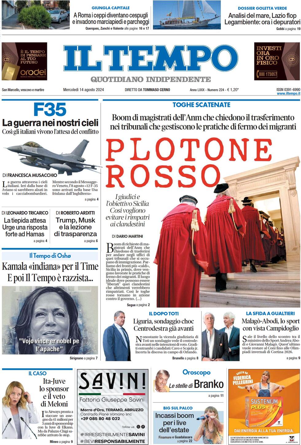 Prima-pagina-il-tempo-edizione-di-oggi-14-08-2024