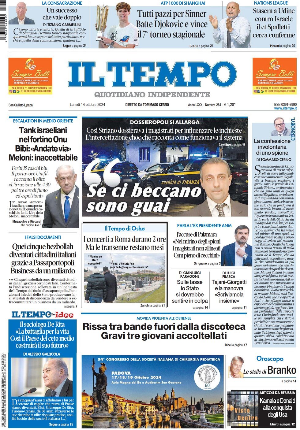 Prima-pagina-il-tempo-edizione-di-oggi-14-10-2024