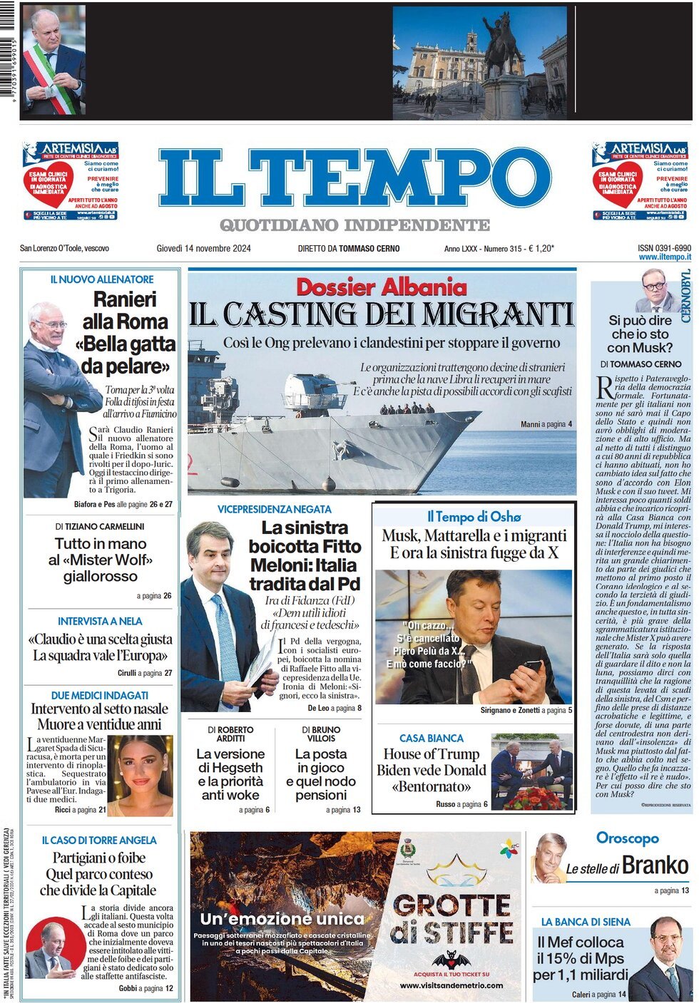 Prima-pagina-il-tempo-edizione-di-oggi-14-11-2024