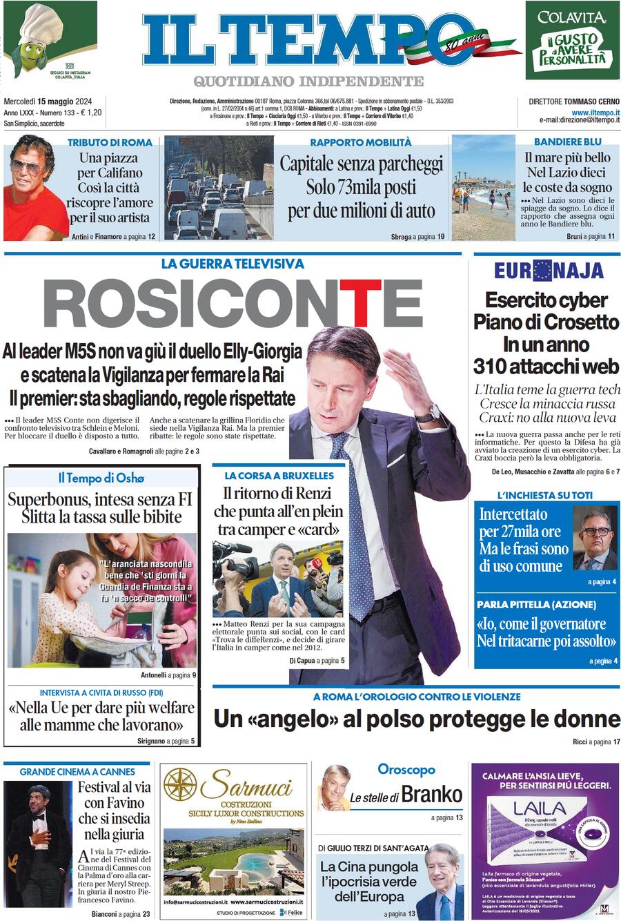 Prima-pagina-il-tempo-edizione-di-oggi-15-05-2024