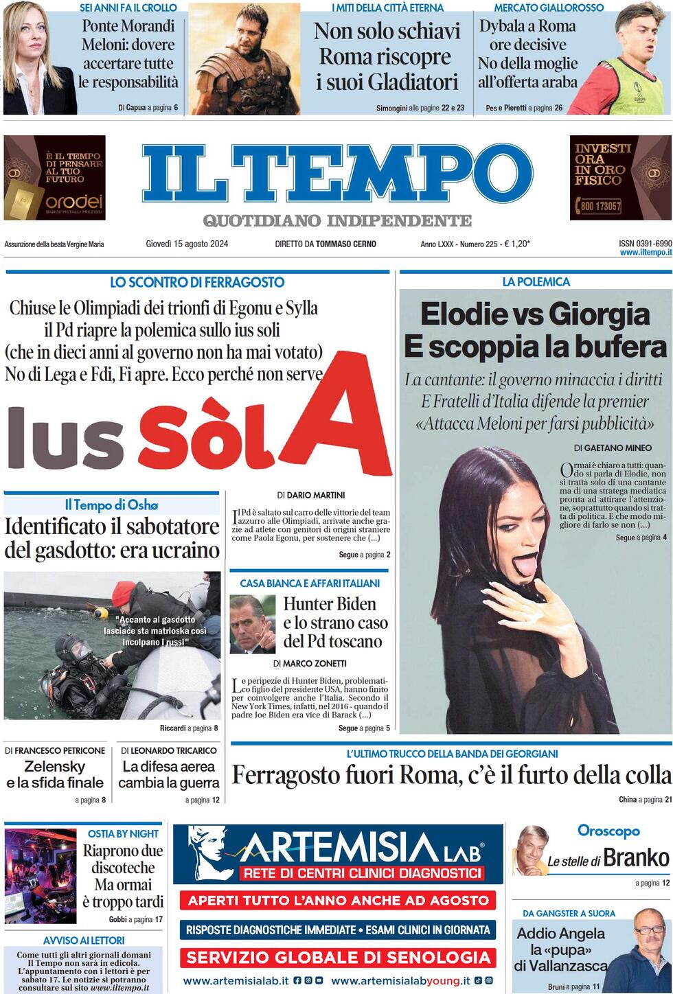 Prima-pagina-il-tempo-edizione-di-oggi-15-08-2024