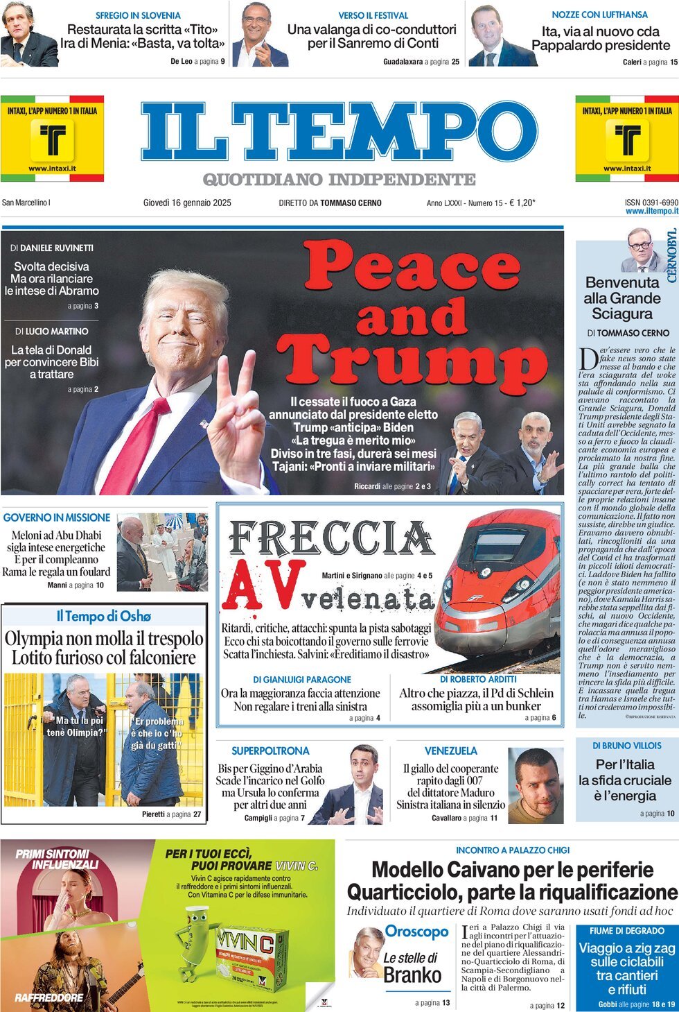 Prima-pagina-il-tempo-edizione-di-oggi-16-01-2025