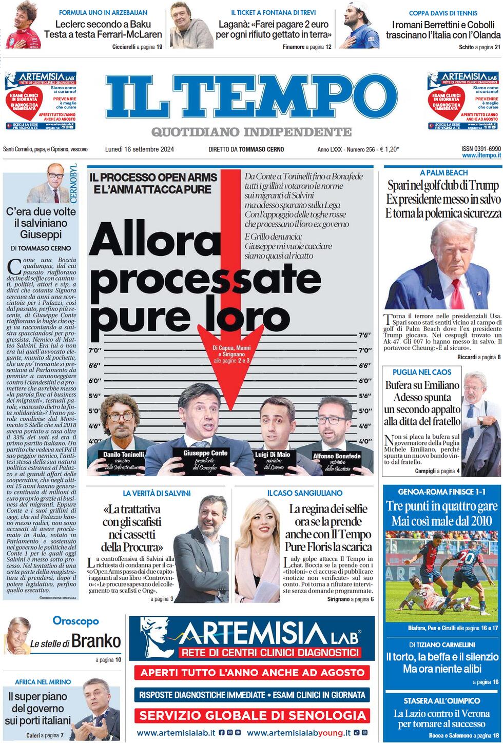 Prima-pagina-il-tempo-edizione-di-oggi-16-09-2024