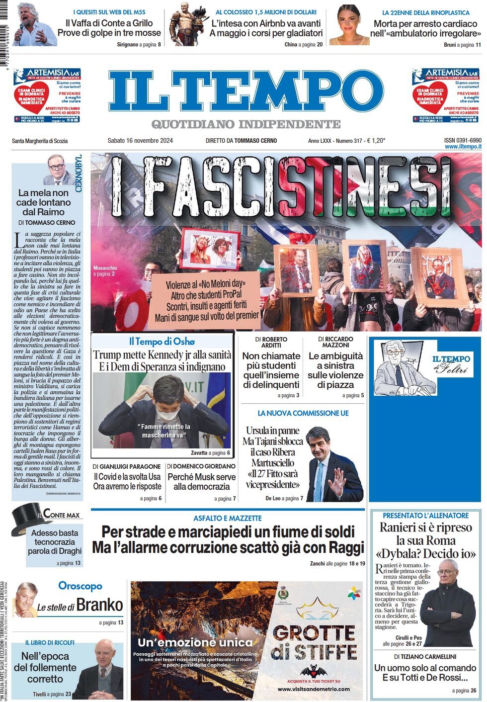 Prima-pagina-il-tempo-edizione-di-oggi-16-11-2024