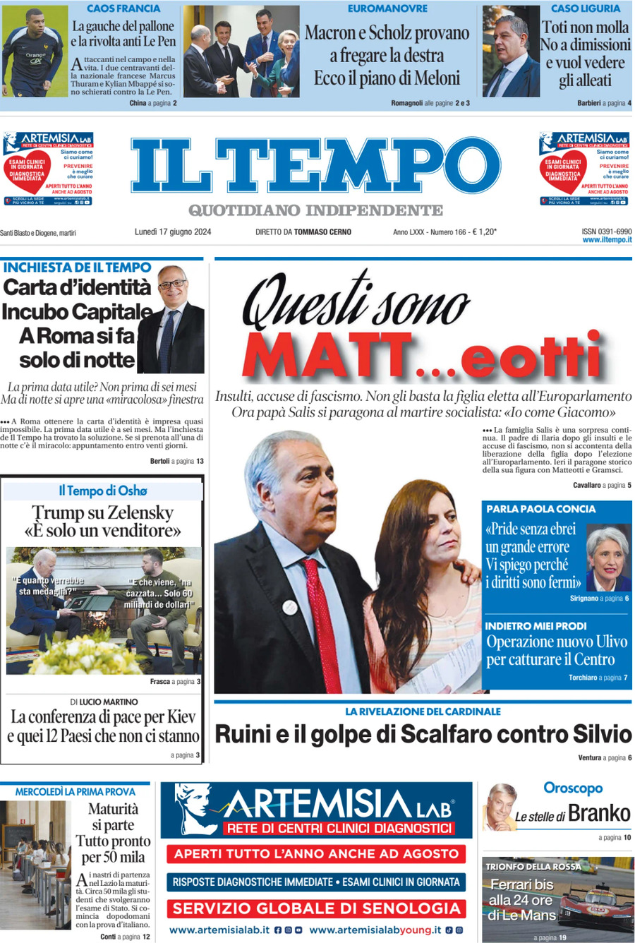 Prima-pagina-il-tempo-edizione-di-oggi-17-06-2024