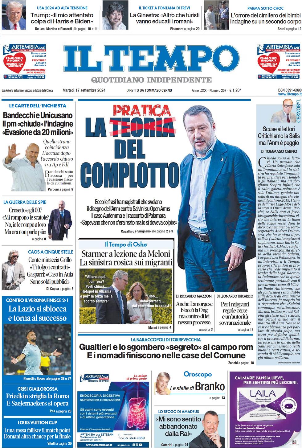 Prima-pagina-il-tempo-edizione-di-oggi-17-09-2024