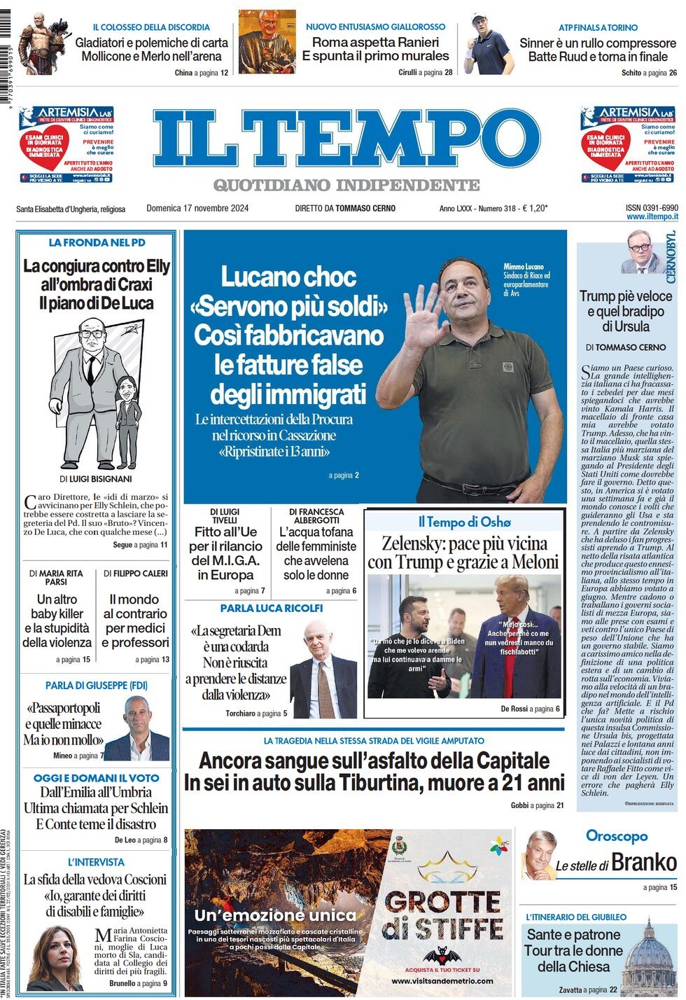 Prima-pagina-il-tempo-edizione-di-oggi-17-11-2024