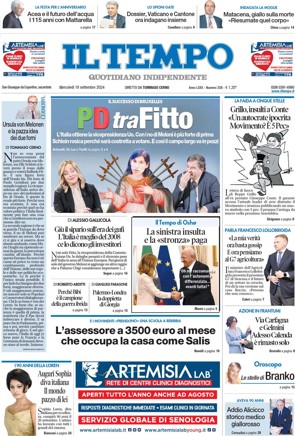 Prima-pagina-il-tempo-edizione-di-oggi-18-09-2024