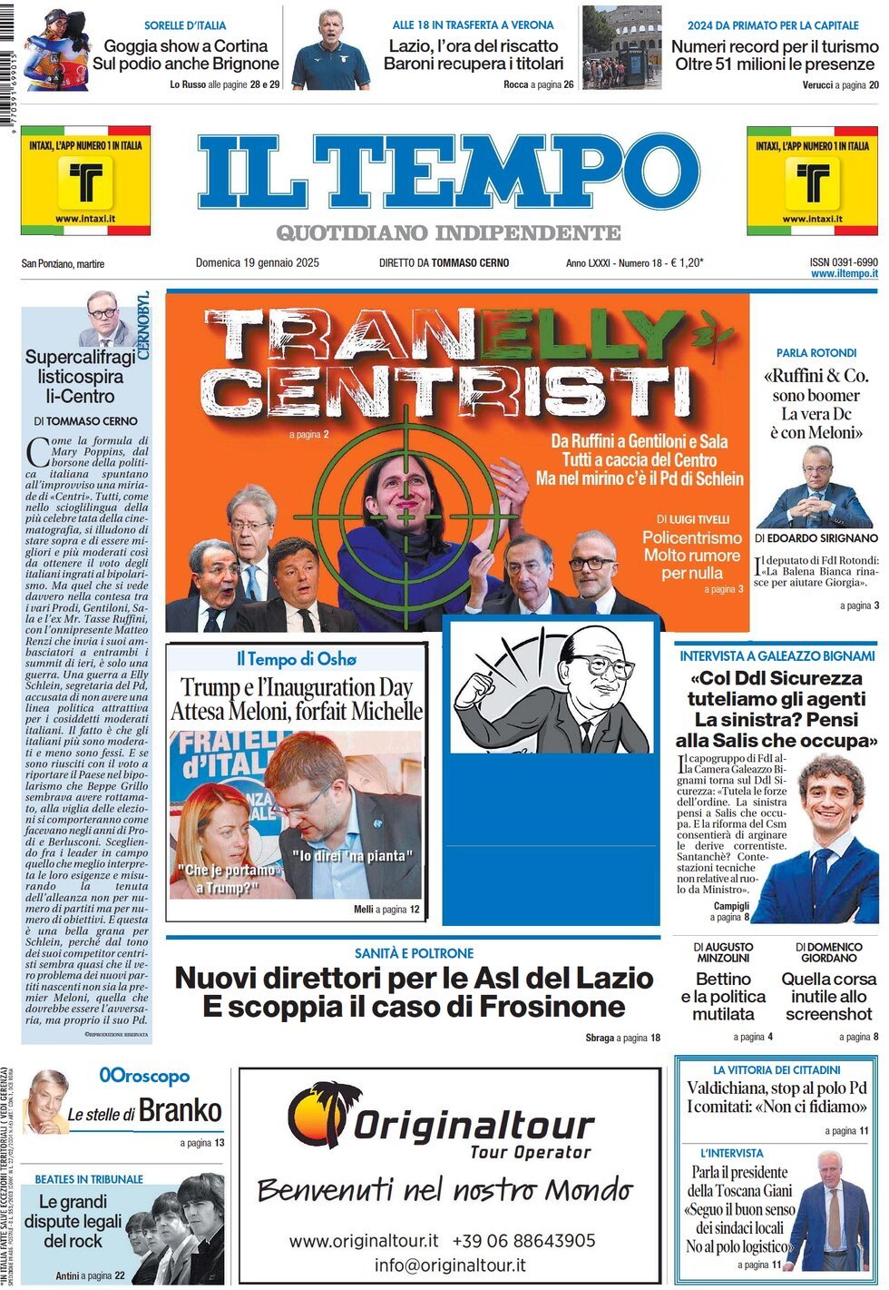 Prima-pagina-il-tempo-edizione-di-oggi-19-01-2025