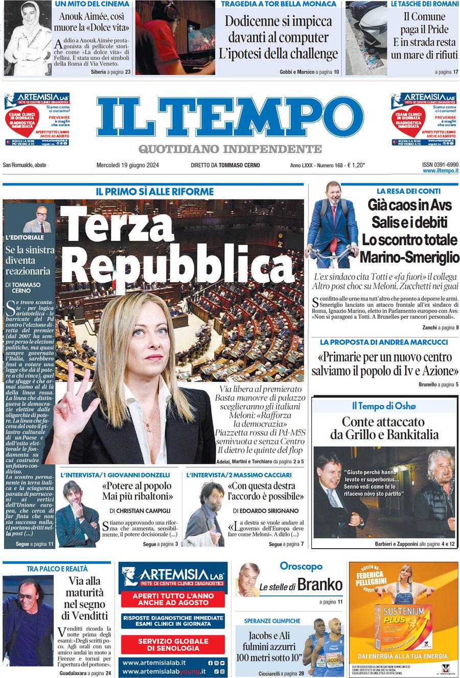 Prima-pagina-il-tempo-edizione-di-oggi-19-06-2024