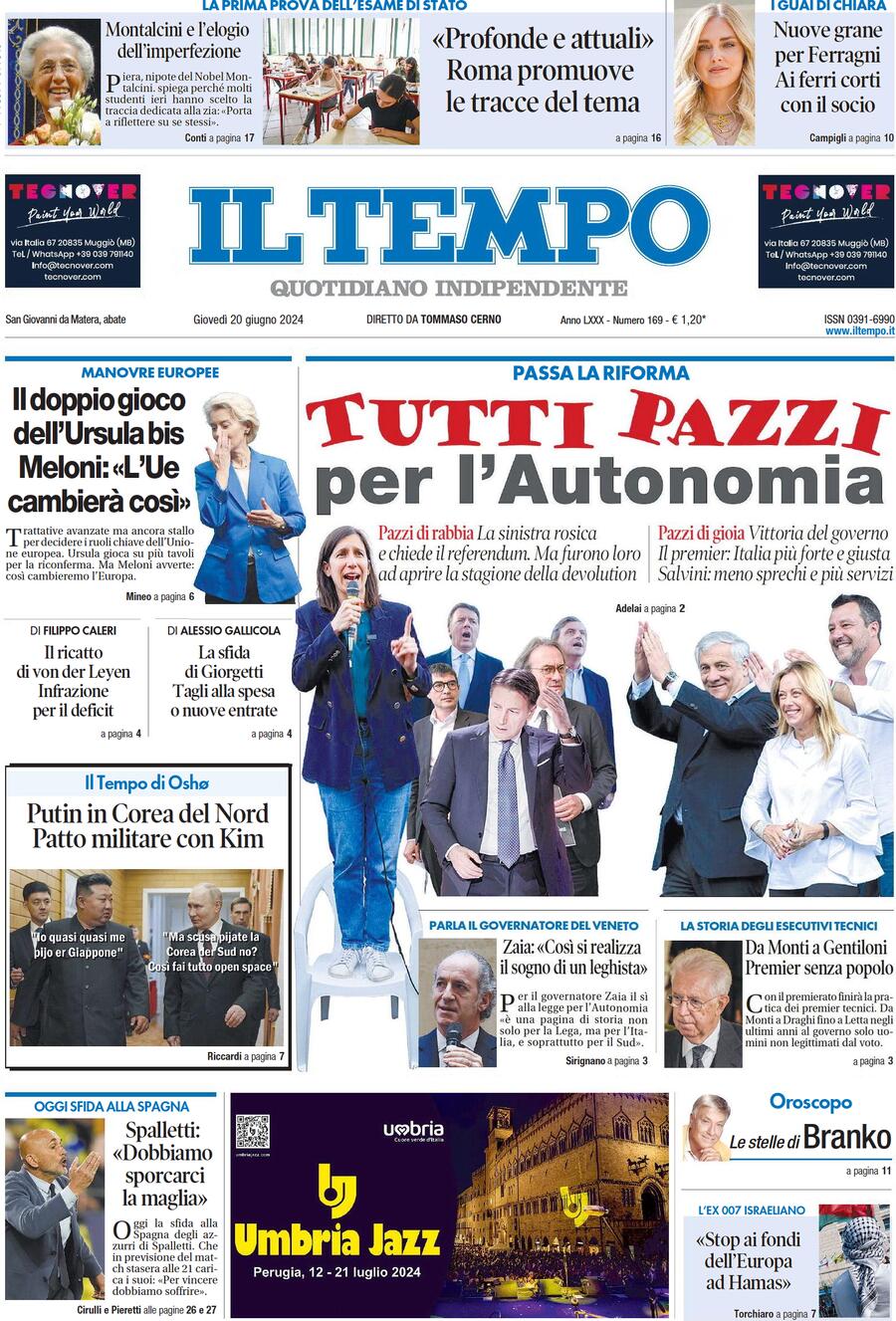 Prima-pagina-il-tempo-edizione-di-oggi-20-06-2024