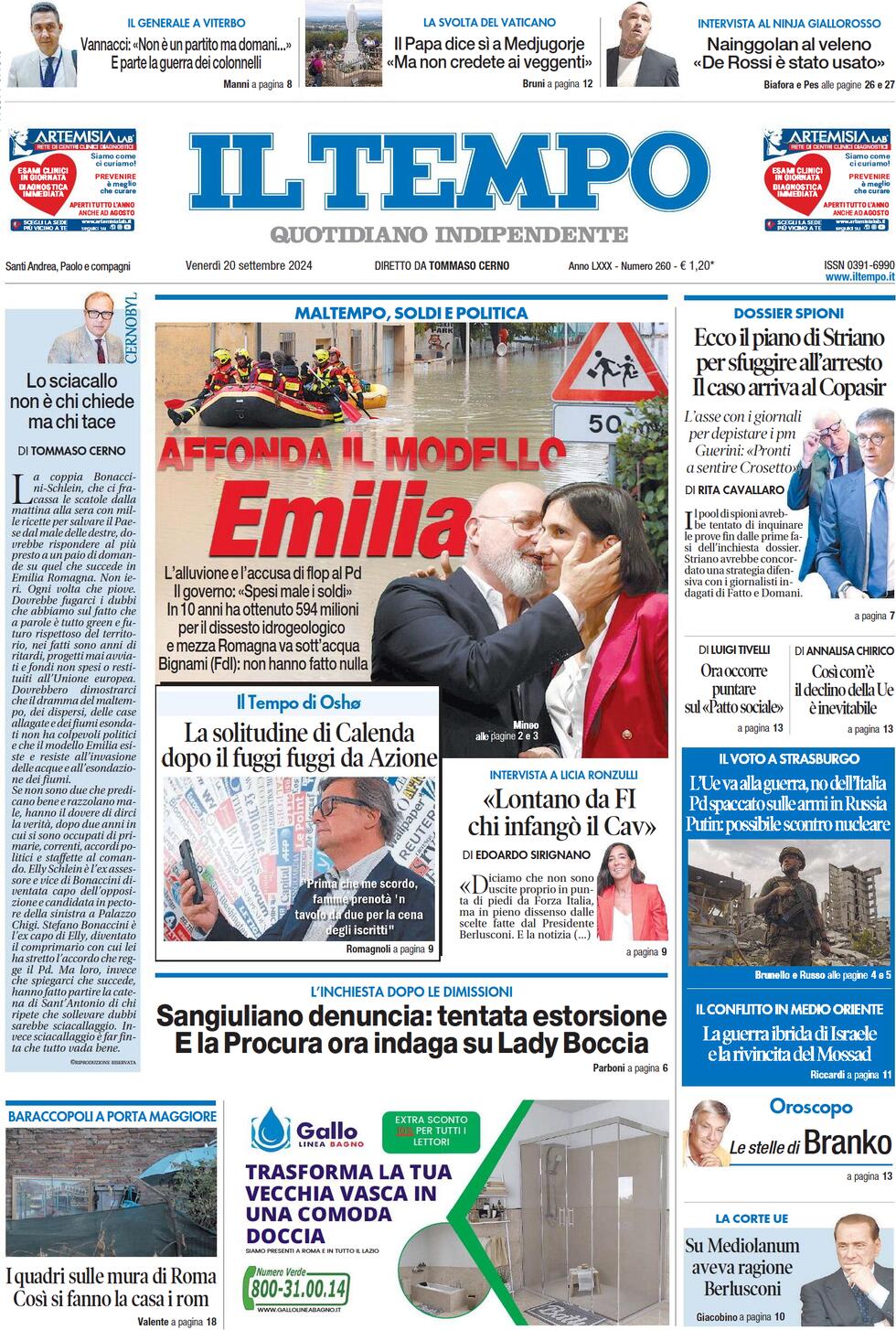 Prima-pagina-il-tempo-edizione-di-oggi-20-09-2024