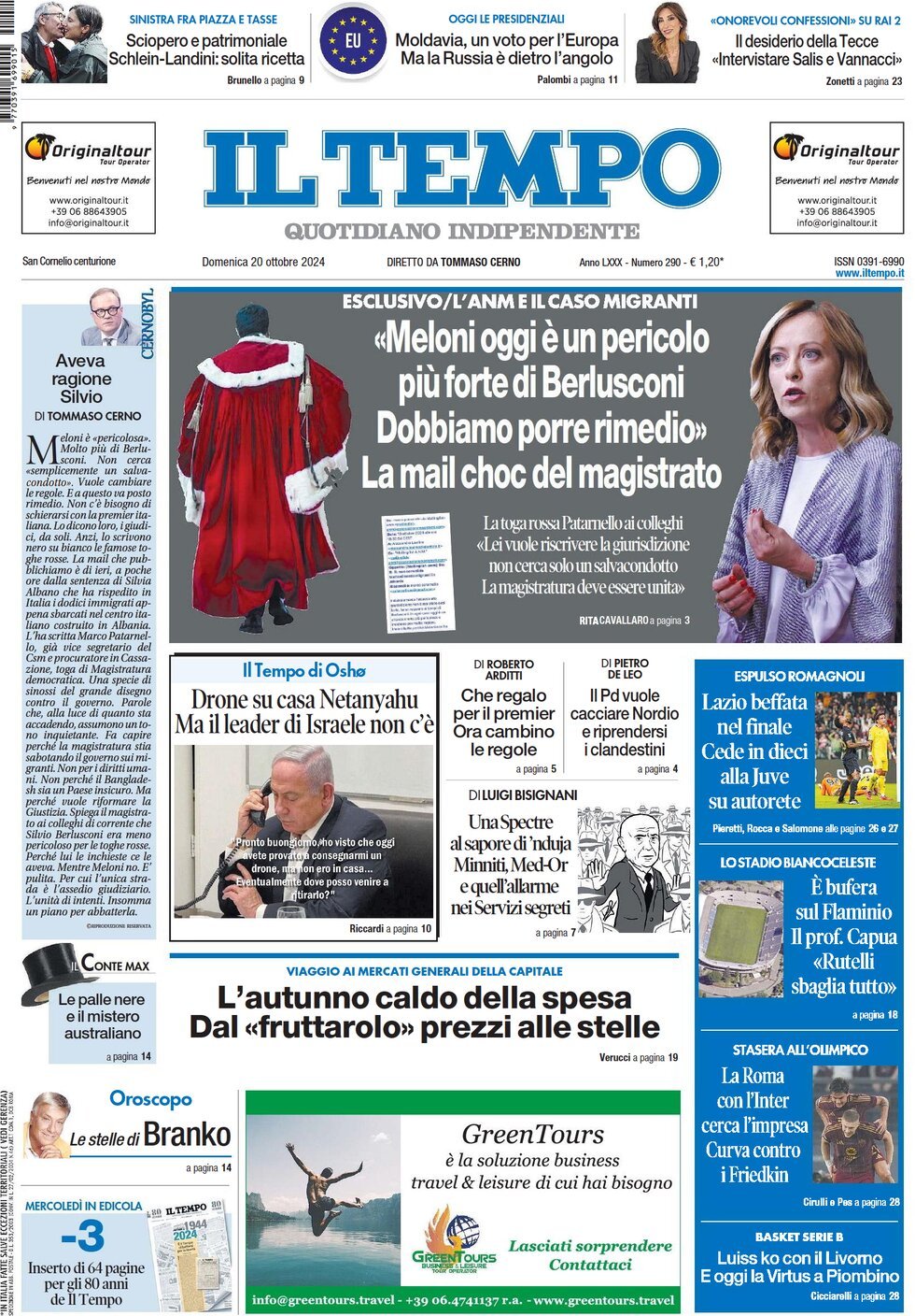 Prima-pagina-il-tempo-edizione-di-oggi-20-10-2024