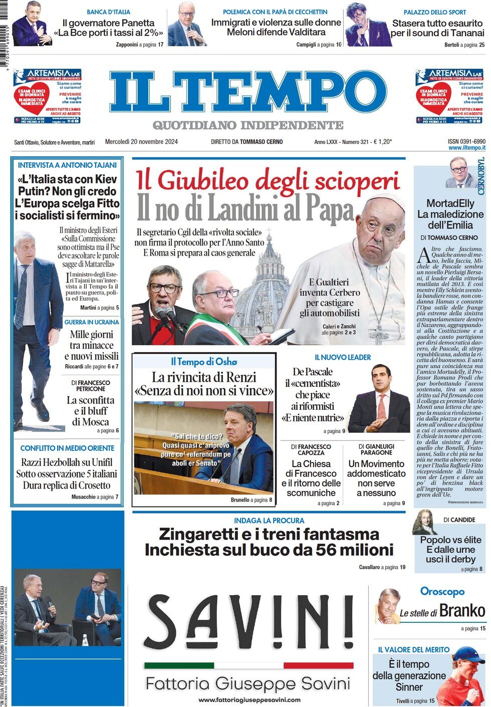 Prima-pagina-il-tempo-edizione-di-oggi-20-11-2024