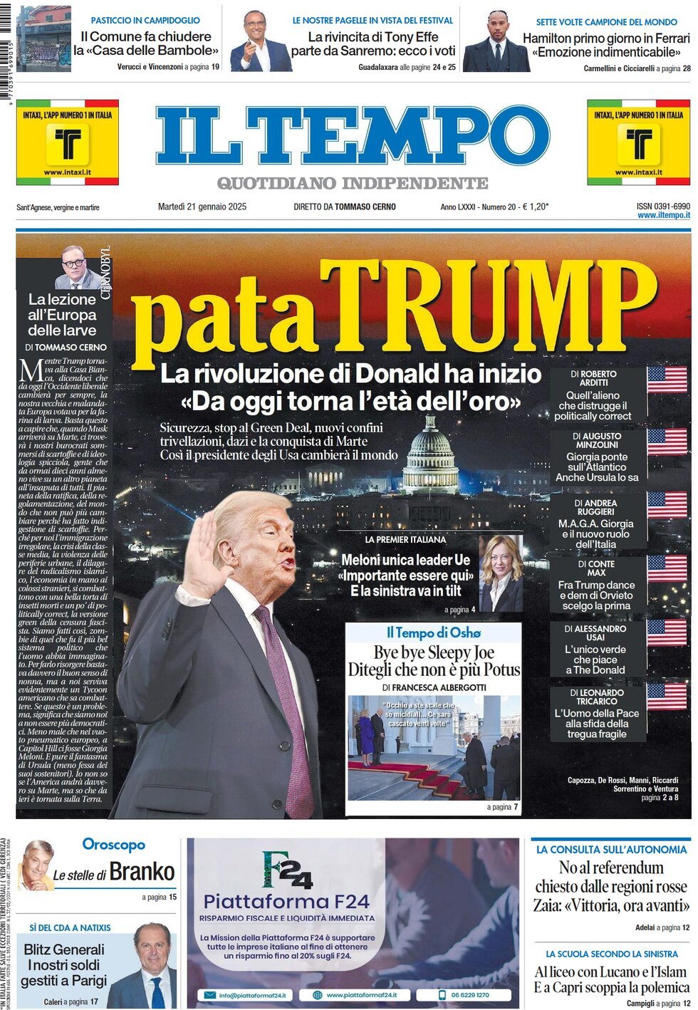 Prima-pagina-il-tempo-edizione-di-oggi-21-01-2025