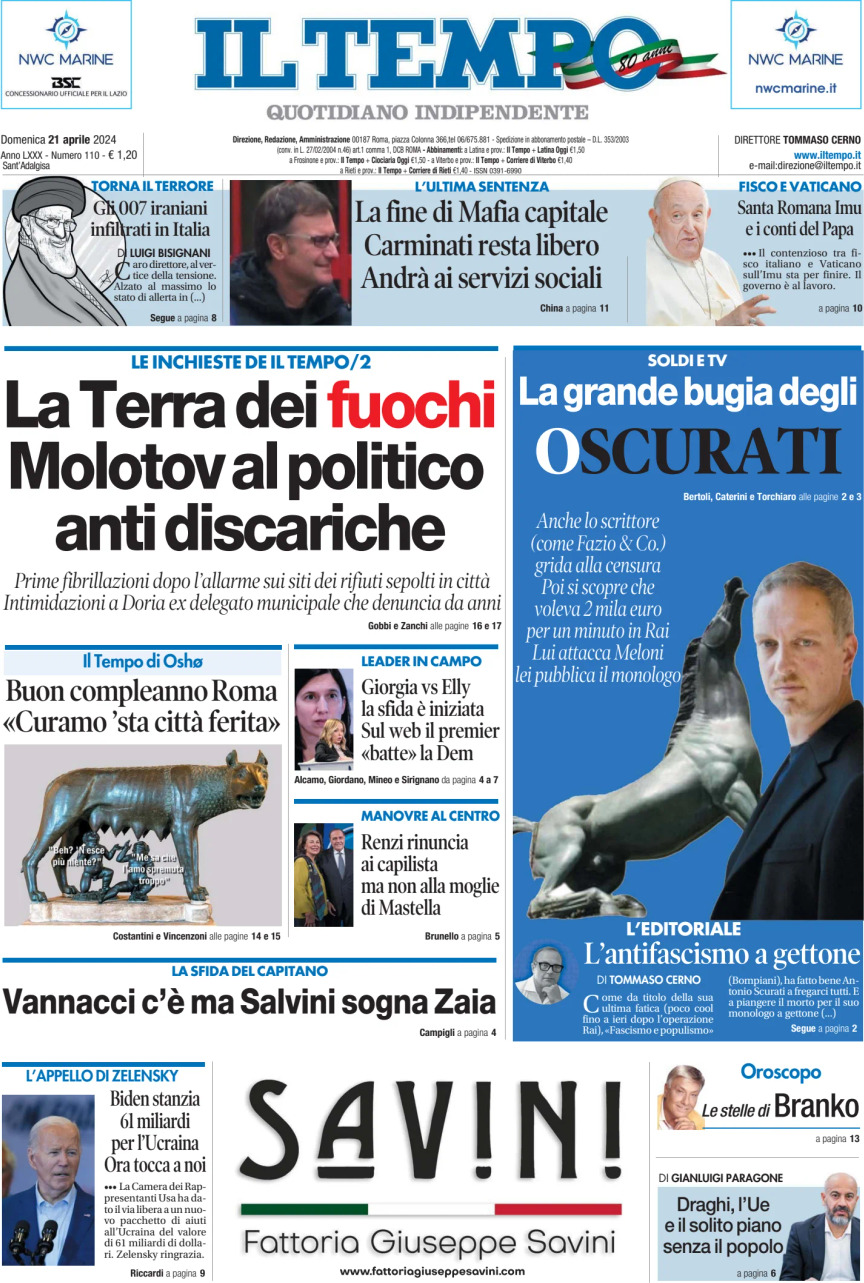 Prima-pagina-il-tempo-edizione-di-oggi-21-04-2024