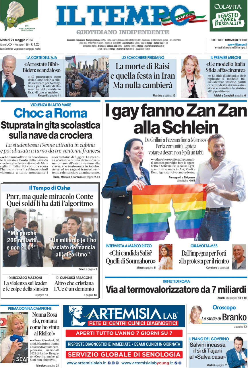 Prima-pagina-il-tempo-edizione-di-oggi-21-05-2024