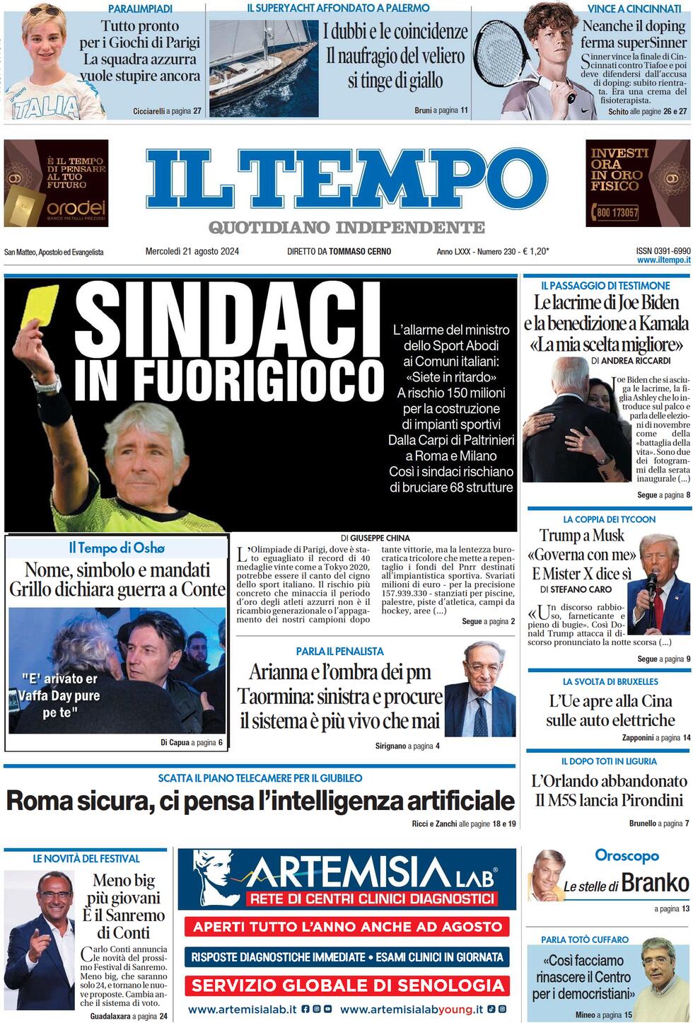 Prima-pagina-il-tempo-edizione-di-oggi-21-08-2024