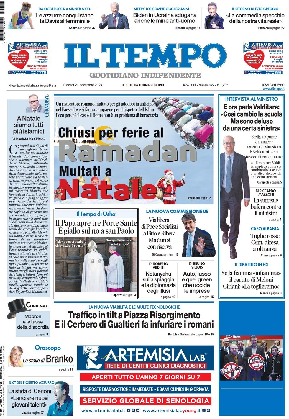 Prima-pagina-il-tempo-edizione-di-oggi-21-11-2024