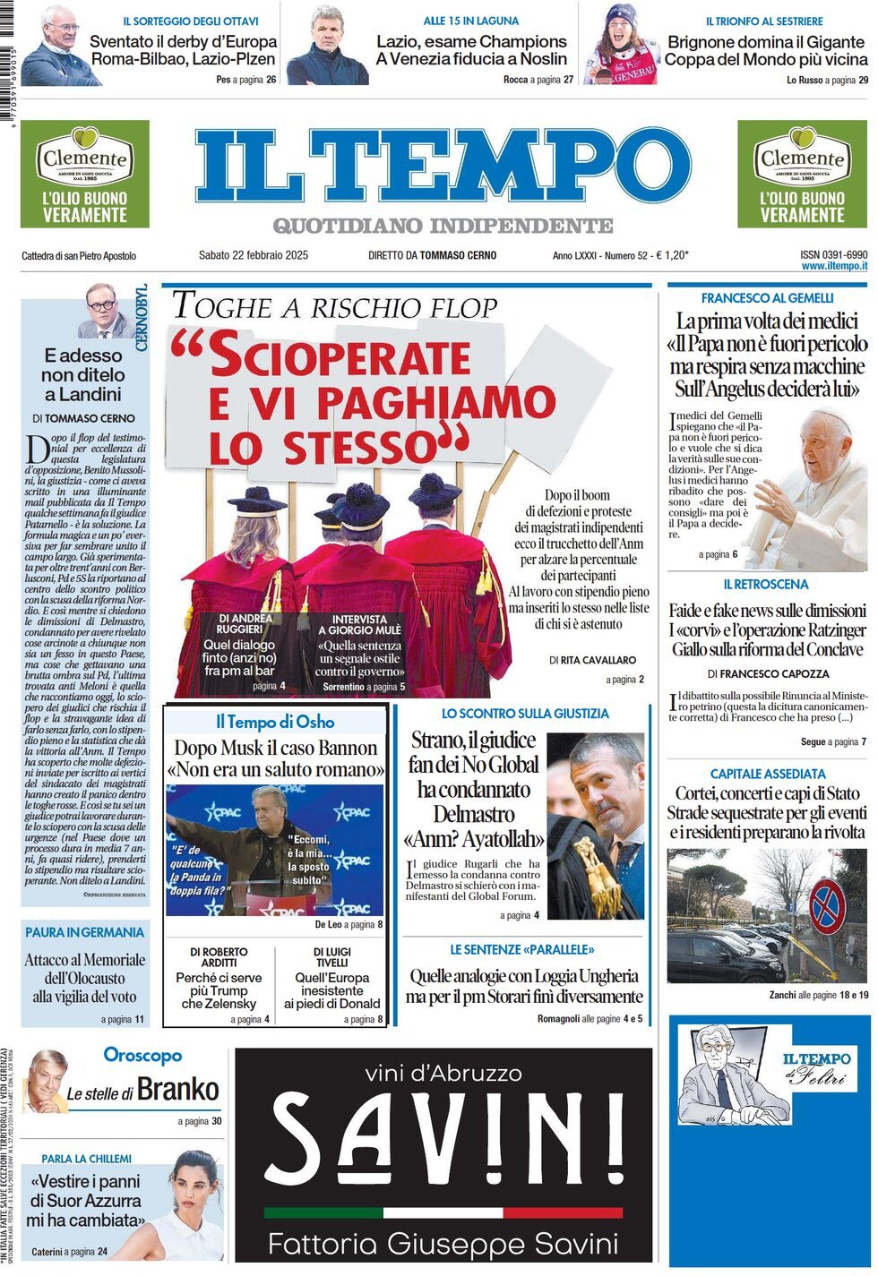 Prima-pagina-il-tempo-edizione-di-oggi-22-02-2025