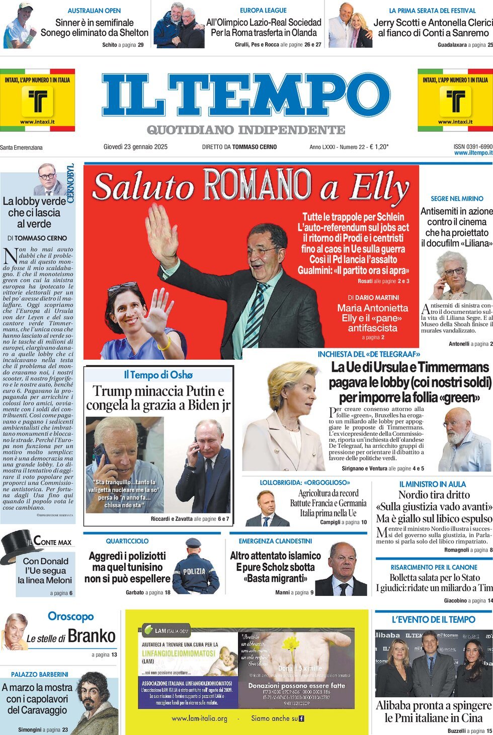 Prima-pagina-il-tempo-edizione-di-oggi-23-01-2025