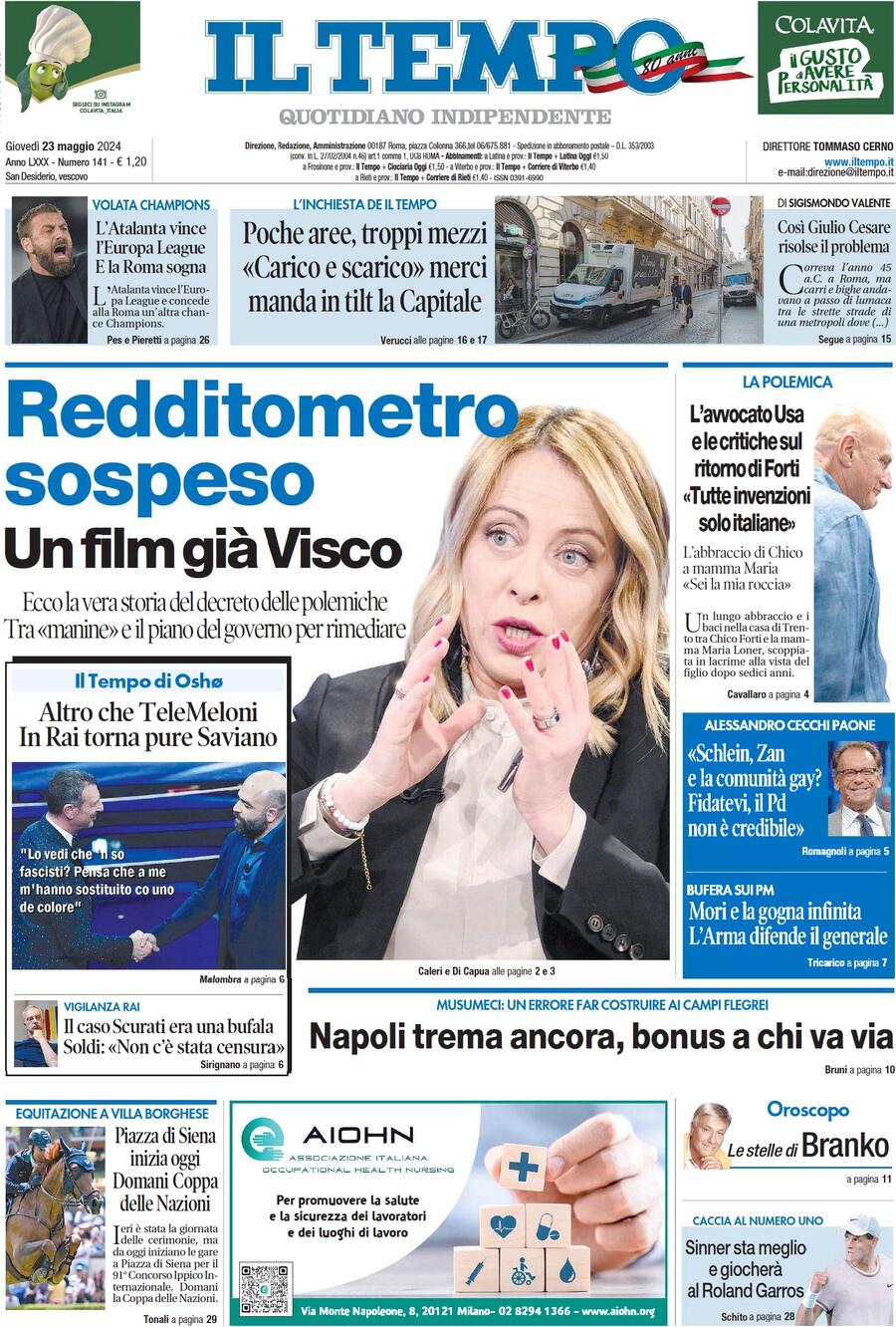 Prima-pagina-il-tempo-edizione-di-oggi-23-05-2024