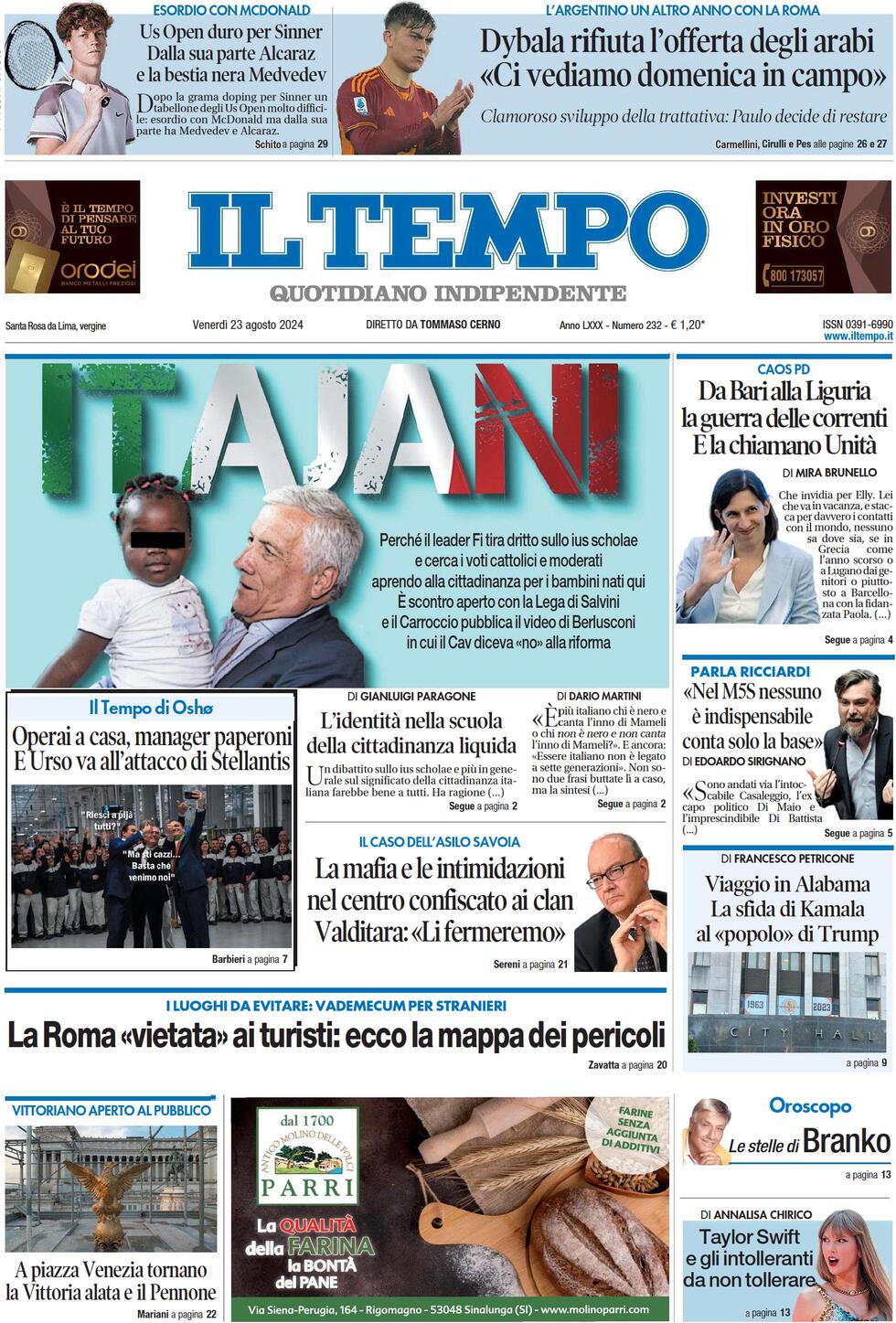 Prima-pagina-il-tempo-edizione-di-oggi-23-08-2024