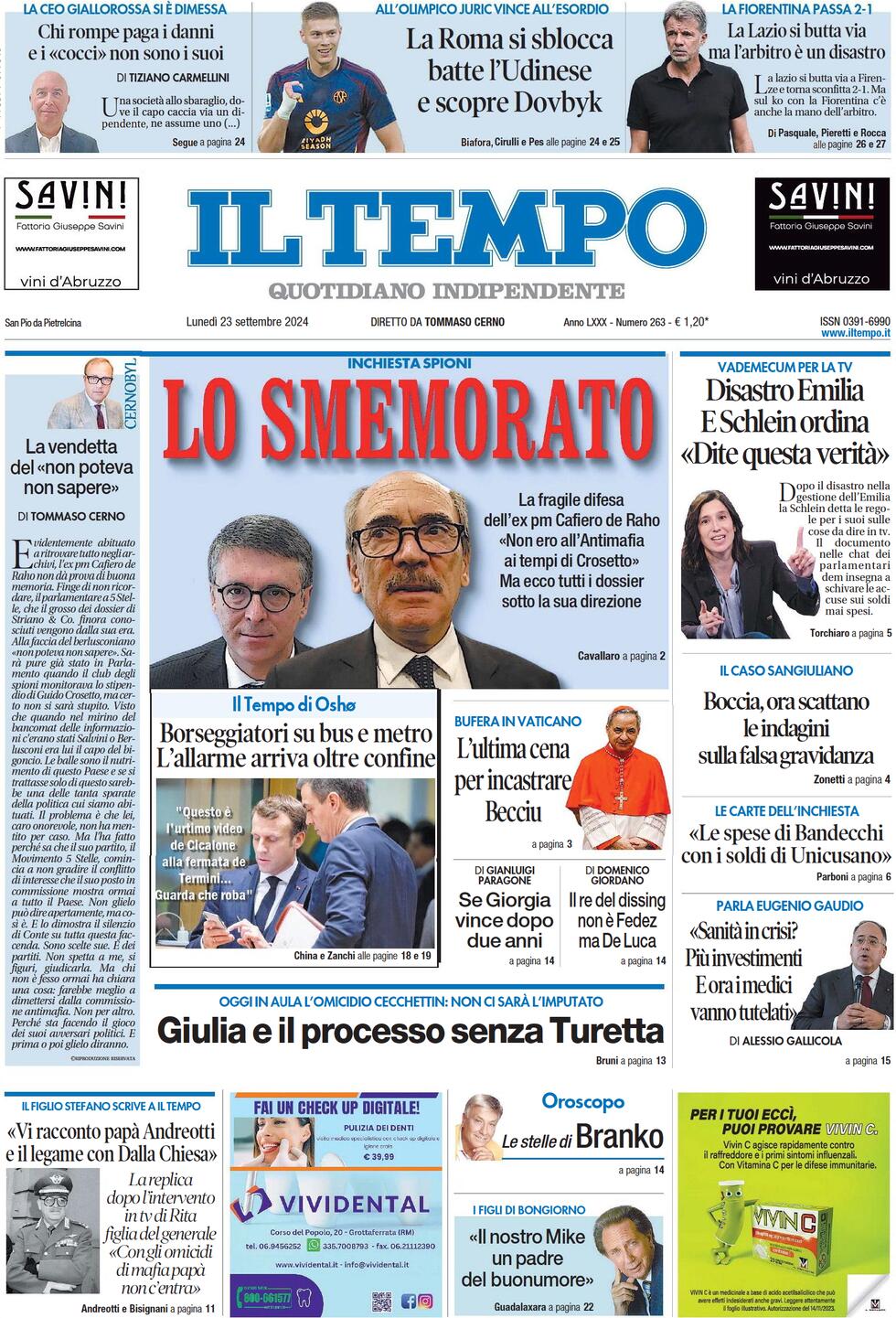 Prima-pagina-il-tempo-edizione-di-oggi-23-09-2024